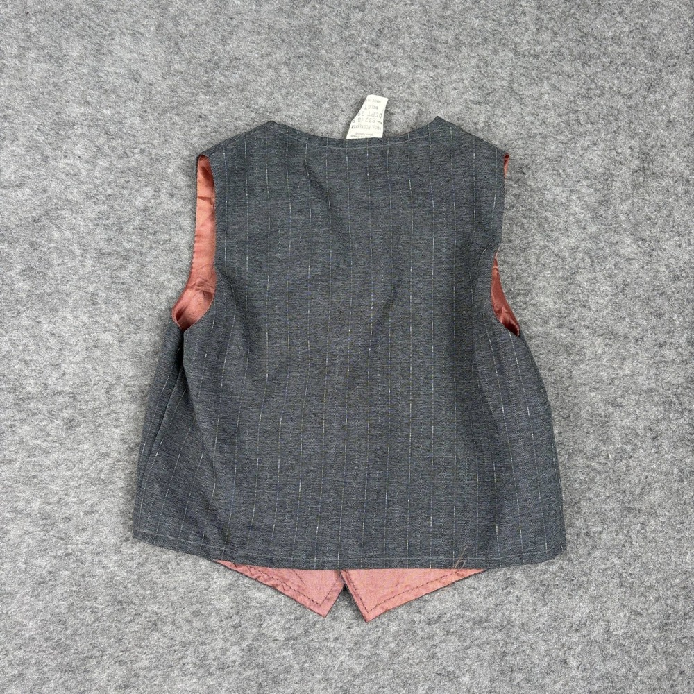 80s 90s Pinstripe Vest Boys 4T Gray Formal Dressy Made in USA Vintage Old Money - Picture 9 of 10